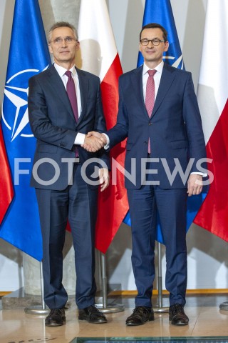  07.03.2019 WARSZAWA<br />
SPOTKANIE PREMIERA Z SEKRETARZEM GENERALNYM NATO<br />
N/Z PREMIER MATEUSZ MORAWIECKI JENS STOLTENBERG<br />
 