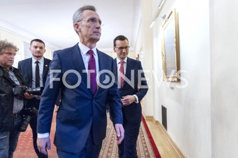  07.03.2019 WARSZAWA<br />
SPOTKANIE PREMIERA Z SEKRETARZEM GENERALNYM NATO<br />
N/Z PREMIER MATEUSZ MORAWIECKI JENS STOLTENBERG<br />
 