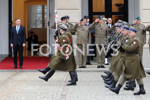 07.03.2019 WARSZAWA <br />
ODPRAWA KADRY KIEROWNICZEJ MON I SIL ZBROJNYCH RP<br />
N/Z PREZYDENT ANDRZEJ DUDA ZOLNIERZE DEFILADA<br />
 