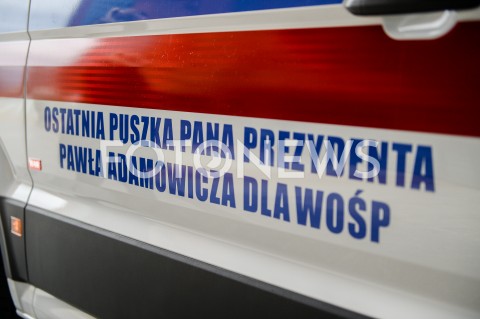  08.03.2019 GDANSK<br />
KONFERENCJA WIELKIEJ ORKIESTRY SWIATECZNEJ POMOCY W GDANSKU<br />
N/Z KARETKA SFINANSOWANA ZE SRODKOW ZEBRANYCH Z OSTATNIA PUSZKA PREZYDENTA PAWLA ADAMOWICZA<br />
 