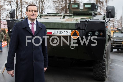  09.03.2019 RZESZOW<br />
PIKNIK Z OKAZJI XX-LECIA WSTAPIENIA POLSKI DO NATO W SIEDZIBIE I BATALIONU STRZELCOW PODHALANSKICH Z UDZIALEM PREMIERA RP <br />
N/Z PREMIER MATEUSZ MORAWIECKI TRANSPORTER ROSOMAK<br />
 