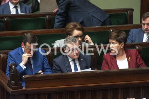  04.04.2019 WARSZAWA SEJM<br />POSIEDZENIE SEJMU<br />N/Z PREMIER MATEUSZ MORAWIECKI PIOTR GLINSKI BEATA SZYDLO<br /> 