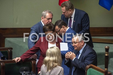  04.04.2019 WARSZAWA SEJM<br />POSIEDZENIE SEJMU<br />N/Z PREMIER MATEUSZ MORAWIECKI BEATA SZYDLO ANDRZEJ ADAMCZYK JAROSLAW ZIELINSKI HENRYK KOWALCZYK<br /> 