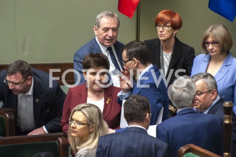  04.04.2019 WARSZAWA SEJM<br />POSIEDZENIE SEJMU<br />N/Z PREMIER MATEUSZ MORAWIECKI BEATA SZYDLO ANDRZEJ ADAMCZYK HENRYK KOWALCZYK ELZBIETA RAFALSKA BARBARA BARTUS<br /> 