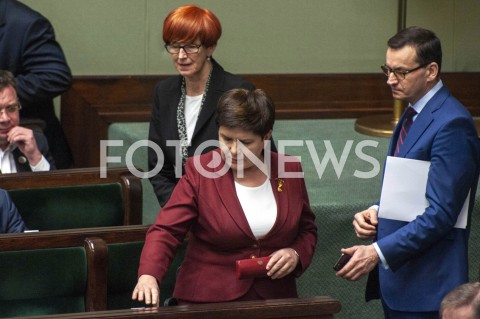  04.04.2019 WARSZAWA SEJM<br />POSIEDZENIE SEJMU<br />N/Z PREMIER MATEUSZ MORAWIECKI BEATA SZYDLO<br /> 