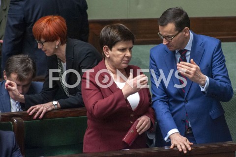  04.04.2019 WARSZAWA SEJM<br />POSIEDZENIE SEJMU<br />N/Z PREMIER MATEUSZ MORAWIECKI BEATA SZYDLO ELZBIETA RAFALSKA<br /> 