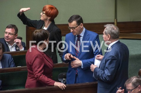  04.04.2019 WARSZAWA SEJM<br />POSIEDZENIE SEJMU<br />N/Z PREMIER MATEUSZ MORAWIECKI BEATA SZYDLO HENRYK KOWALCZYK ELZBIETA RAFALSKA<br /> 