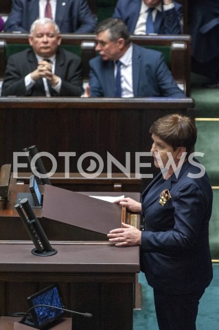  12.04.2019 WARSZAWA SEJM<br />POSIEDZENIE SEJMU<br />N/Z BEATA SZYDLO JAROSLAW KACZYNSKI RYSZARD TERLECKI<br /> 