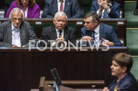  12.04.2019 WARSZAWA SEJM<br />POSIEDZENIE SEJMU<br />N/Z BEATA SZYDLO JAROSLAW KACZYNSKI RYSZARD TERLECKI<br /> 