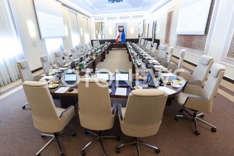  24.04.2019 WARSZAWA<br />
POSIEDZENIE RADY MINISTROW<br />
POSIEDZENIE RZADU<br />
N/Z PUSTA SALA POSIEDZEN RADY MINISTROW WIDOK OGOLNY VIEW<br />
 