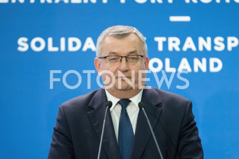  29.04.2019 LODZ<br />
WIZYTA PREMIERA MATEUSZA MORAWIECKIEGO W LODZI <br />
KONFERENCJA NA TEMAT CENTRALNEGO PORTU KOMUNIKACYJNEGO <br />
N/Z MINISTER ANDRZEJ ADAMCZYK<br />
 