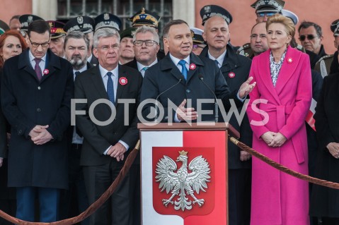  03.05.2019 WARSZAWA PLAC ZAMKOWY<br />
OBCHODY SWIETA NARODOWEGO 3 MAJA <br />
N/Z PREMIER MATEUSZ MORAWIECKI  PREZYDENT ANDRZEJ DUDA AGATA KORNHAUSER DUDA STANISLAW KARCZEWSKI<br />
 