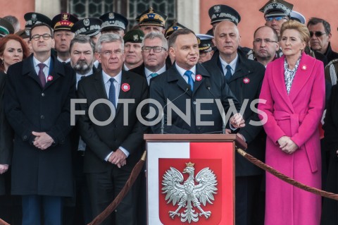  03.05.2019 WARSZAWA PLAC ZAMKOWY<br />
OBCHODY SWIETA NARODOWEGO 3 MAJA <br />
N/Z PREMIER MATEUSZ MORAWIECKI  PREZYDENT ANDRZEJ DUDA AGATA KORNHAUSER DUDA STANISLAW KARCZEWSKI JOACHIM BRUDZINSKI<br />
 