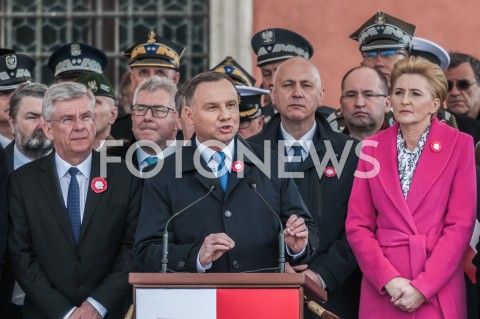  03.05.2019 WARSZAWA PLAC ZAMKOWY<br />
OBCHODY SWIETA NARODOWEGO 3 MAJA <br />
N/Z PREMIER MATEUSZ MORAWIECKI  PREZYDENT ANDRZEJ DUDA AGATA KORNHAUSER DUDA STANISLAW KARCZEWSKI JOACHIM BRUDZINSKI RYSZARD CZARNECKI<br />
 