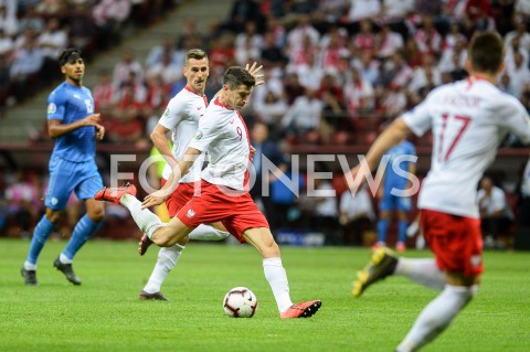  10.06.2019 - WARSZAWA<br />
PILKA NOZNA - KWALIFIKACJE UEFA EURO 2020<br />
FOOTBALL UEFA EURO 2020 QUALIFIERS<br />
MECZ POLSKA (POLAND) - IZRAEL (ISRAEL)<br />
N/Z ROBERT LEWANDOWSKI SYLWETKA STRZAL<br />
 