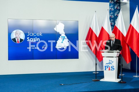  13.07.2019 WARSZAWA<br />
JEDYNKI LIST WYBORCZYCH KONFERENCJA PIS<br />
N/Z JAROSLAW KACZYNSKI JACEK SASIN<br />
 