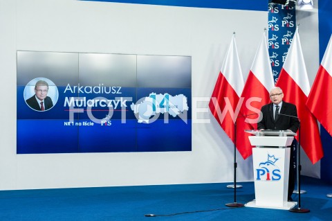  13.07.2019 WARSZAWA<br />
JEDYNKI LIST WYBORCZYCH KONFERENCJA PIS<br />
N/Z JAROSLAW KACZYNSKI ARKADIUSZ MULARCZYK<br />
 