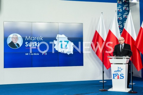  13.07.2019 WARSZAWA<br />
JEDYNKI LIST WYBORCZYCH KONFERENCJA PIS<br />
N/Z JAROSLAW KACZYNSKI MAREK SUSKI<br />
 