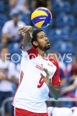  01.08.2019 KRAKOW (TAURON ARENA) <br />
XVII MEMORIAL HUBERTA JERZEGO WAGNERA <br />
MECZ POLSKA - SERBIA ( MATCH POLAND - SERBIA ) <br />
N/Z WILFREDO LEON SYLWETKA <br />
 