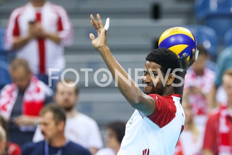  01.08.2019 KRAKOW (TAURON ARENA) <br />
XVII MEMORIAL HUBERTA JERZEGO WAGNERA <br />
MECZ POLSKA - SERBIA ( MATCH POLAND - SERBIA ) <br />
N/Z WILFREDO LEON SYLWETKA <br />
 