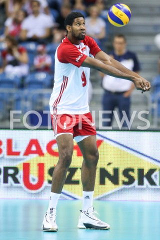  01.08.2019 KRAKOW (TAURON ARENA) <br />
XVII MEMORIAL HUBERTA JERZEGO WAGNERA <br />
MECZ POLSKA - SERBIA ( MATCH POLAND - SERBIA ) <br />
N/Z WILFREDO LEON SYLWETKA <br />
 