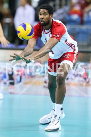  01.08.2019 KRAKOW (TAURON ARENA) <br />
XVII MEMORIAL HUBERTA JERZEGO WAGNERA <br />
MECZ POLSKA - SERBIA ( MATCH POLAND - SERBIA ) <br />
N/Z WILFREDO LEON SYLWETKA <br />
 