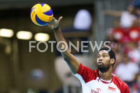  01.08.2019 KRAKOW (TAURON ARENA) <br />
XVII MEMORIAL HUBERTA JERZEGO WAGNERA <br />
MECZ POLSKA - SERBIA ( MATCH POLAND - SERBIA ) <br />
N/Z WILFREDO LEON SYLWETKA <br />
 