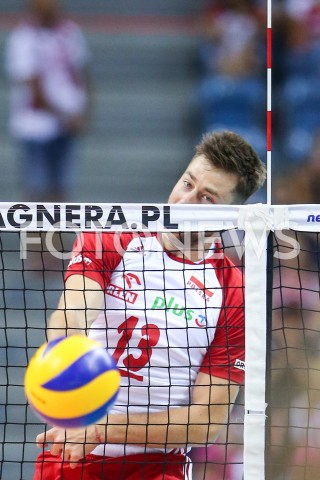  01.08.2019 KRAKOW (TAURON ARENA) <br />
XVII MEMORIAL HUBERTA JERZEGO WAGNERA <br />
MECZ POLSKA - SERBIA ( MATCH POLAND - SERBIA ) <br />
N/Z MICHAL KUBIAK SYLWETKA ATAK<br />
 