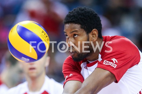  01.08.2019 KRAKOW (TAURON ARENA) <br />
XVII MEMORIAL HUBERTA JERZEGO WAGNERA <br />
MECZ POLSKA - SERBIA ( MATCH POLAND - SERBIA ) <br />
N/Z WILFREDO LEON SYLWETKA<br />
 