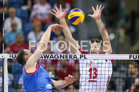  01.08.2019 KRAKOW (TAURON ARENA) <br />
XVII MEMORIAL HUBERTA JERZEGO WAGNERA <br />
MECZ POLSKA - SERBIA ( MATCH POLAND - SERBIA ) <br />
N/Z MICHAL KUBIAK MARKO IVOVIC BLOK <br />
 