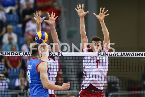  01.08.2019 KRAKOW (TAURON ARENA) <br />
XVII MEMORIAL HUBERTA JERZEGO WAGNERA <br />
MECZ POLSKA - SERBIA ( MATCH POLAND - SERBIA ) <br />
N/Z PIOTR NOWAKOWSKI BLOK <br />
 