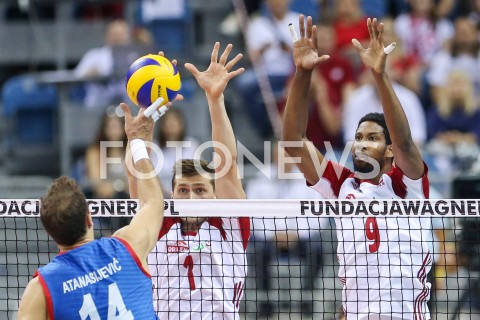  01.08.2019 KRAKOW (TAURON ARENA) <br />
XVII MEMORIAL HUBERTA JERZEGO WAGNERA <br />
MECZ POLSKA - SERBIA ( MATCH POLAND - SERBIA ) <br />
N/Z PIOTR NOWAKOWSKI WILFREDO LEON BLOK <br />
 