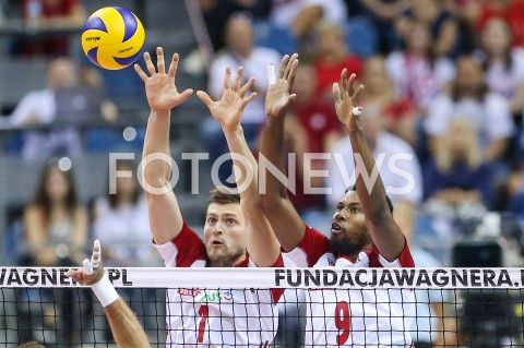  01.08.2019 KRAKOW (TAURON ARENA) <br />
XVII MEMORIAL HUBERTA JERZEGO WAGNERA <br />
MECZ POLSKA - SERBIA ( MATCH POLAND - SERBIA ) <br />
N/Z PIOTR NOWAKOWSKI WILFREDO LEON BLOK <br />
 