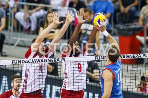  01.08.2019 KRAKOW (TAURON ARENA) <br />
XVII MEMORIAL HUBERTA JERZEGO WAGNERA <br />
MECZ POLSKA - SERBIA ( MATCH POLAND - SERBIA ) <br />
N/Z PIOTR NOWAKOWSKI WILFREDO LEON BLOK <br />
 