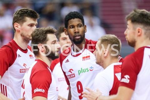  01.08.2019 KRAKOW (TAURON ARENA) <br />
XVII MEMORIAL HUBERTA JERZEGO WAGNERA <br />
MECZ POLSKA - SERBIA ( MATCH POLAND - SERBIA ) <br />
N/Z WILFREDO LEON GRZEGORZ LOMACZ PIOTR NOWAKOWSKI DAMIAN WOJTASZEK RADOSC EMOCJE <br />
 