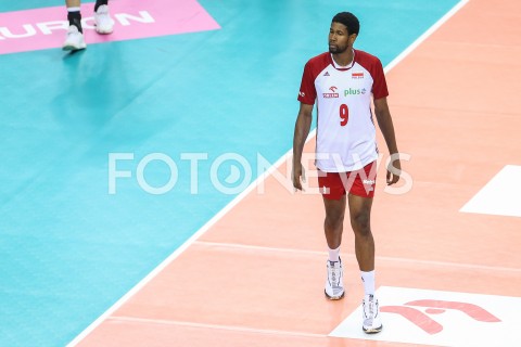  01.08.2019 KRAKOW (TAURON ARENA) <br />
XVII MEMORIAL HUBERTA JERZEGO WAGNERA <br />
MECZ POLSKA - SERBIA ( MATCH POLAND - SERBIA ) <br />
N/Z WILFREDO LEON SYLWETKA <br />
 