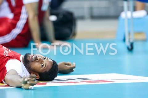  02.08.2019 KRAKOW (TAURON ARENA) <br />
XVII MEMORIAL HUBERTA JERZEGO WAGNERA <br />
MECZ POLSKA - BRAZYLIA ( MATCH POLAND - BRAZIL ) <br />
N/Z WILFREDO LEON SYLWETKA <br />
 