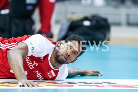  02.08.2019 KRAKOW (TAURON ARENA) <br />
XVII MEMORIAL HUBERTA JERZEGO WAGNERA <br />
MECZ POLSKA - BRAZYLIA ( MATCH POLAND - BRAZIL ) <br />
N/Z WILFREDO LEON SYLWETKA <br />
 