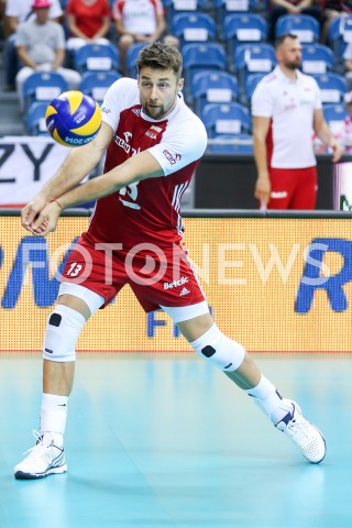  02.08.2019 KRAKOW (TAURON ARENA) <br />
XVII MEMORIAL HUBERTA JERZEGO WAGNERA <br />
MECZ POLSKA - BRAZYLIA ( MATCH POLAND - BRAZIL ) <br />
N/Z MICHAL KUBIAK SYLWETKA <br />
 