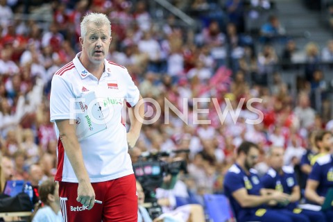  02.08.2019 KRAKOW (TAURON ARENA) <br />
XVII MEMORIAL HUBERTA JERZEGO WAGNERA <br />
MECZ POLSKA - BRAZYLIA ( MATCH POLAND - BRAZIL ) <br />
N/Z VITAL HEYNEN - I TRENER ( HEAD COACH ) SYLWETKA <br />
 