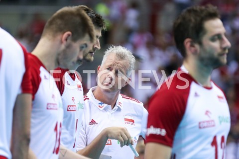  03.08.2019 KRAKOW (TAURON ARENA) <br />
XVII MEMORIAL HUBERTA JERZEGO WAGNERA <br />
MECZ POLSKA - FINLANDIA ( MATCH POLAND - FINDLAND ) <br />
N/Z VITAL HEYNEN - I TRENER ( HEAD COACH ) ZAWODNICY SIATKARZE <br />
 