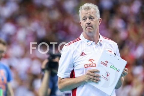  03.08.2019 KRAKOW (TAURON ARENA) <br />
XVII MEMORIAL HUBERTA JERZEGO WAGNERA <br />
MECZ POLSKA - FINLANDIA ( MATCH POLAND - FINDLAND ) <br />
N/Z VITAL HEYNEN - I TRENER ( HEAD COACH ) SYLWETKA <br />
 