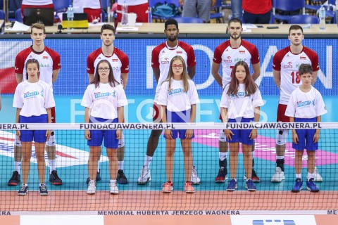  03.08.2019 KRAKOW (TAURON ARENA) <br />
XVII MEMORIAL HUBERTA JERZEGO WAGNERA <br />
MECZ POLSKA - FINLANDIA ( MATCH POLAND - FINDLAND ) <br />
N/Z ARTUR SZALPUK ALEKSANDER SLIWKA WILFREDO LEON KAROL KLOS BARTOSZ KWOLEK HYMN PREZENTACJA ZESPOLU <br />
 