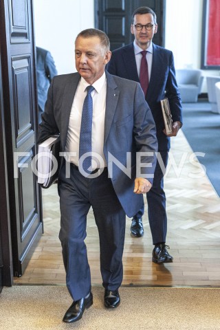  20.08.2019 WARSZAWA<br />
POSIEDZENIE RADY MINISTROW<br />
POSIEDZENIE RZADU<br />
N/Z MARIAN BANAS PREMIER MATEUSZ MORAWIECKI<br />
 