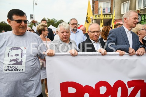 31.08.2019 GDANSK<br />
OBCHODY 39. ROCZNICY POROZUMIEN SIERPNIOWYCH W GDANSKU<br />
N/Z BOGDAN BORUSEWICZ JERZY BOROWCZAK SLAWOMIR RYBICKI<br />
 