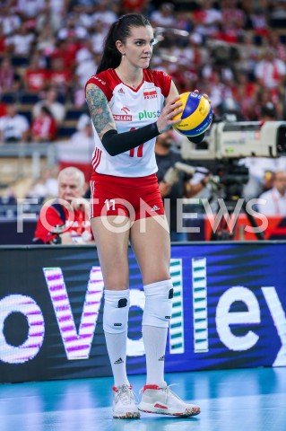  04.09.2019 LODZ ( POLAND )<br />
SIATKOWKA KOBIET <br />
MISTRZOSTWA EUROPY KOBIET <br />
CEV EUROVOLLEY 2019 WOMEN EUROPEAN CHAMPIONSHIP<br />
1/4 FINALU <br />
MECZ POLSKA - NIEMCY ( Poland - Germany ) <br />
N/Z MALWINA SMARZEK - GODEK SYLWETKA TATUAZ<br />
 