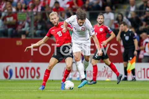  09.09.2019 - WARSZAWA<br />
PILKA NOZNA - KWALIFIKACJE UEFA EURO 2020<br />
FOOTBALL UEFA EURO 2020 QUALIFIERS<br />
MECZ POLSKA (POLAND) - AUSTRIA (AUSTRIA)<br />
N/Z MARCEL SABITZER GRZEGORZ KRYCHOWIAK <br />
 