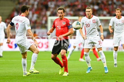  09.09.2019 - WARSZAWA<br />PILKA NOZNA - KWALIFIKACJE UEFA EURO 2020<br />FOOTBALL UEFA EURO 2020 QUALIFIERS<br />MECZ POLSKA (POLAND) - AUSTRIA (AUSTRIA)<br />N/Z ROBERT LEWANDOWSKI JULIAN BAUMGARTLINGER PIOTR ZIELINSKI<br /> 