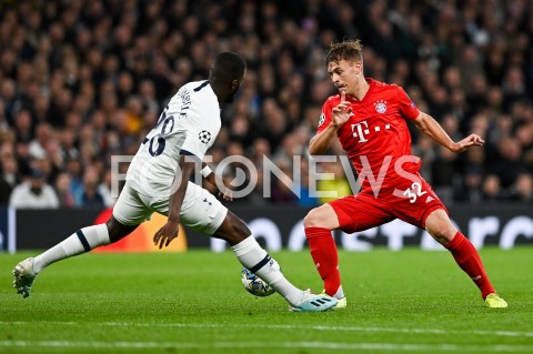  01.10.2019 - LONDYN<br />
PILKA NOZNA - MECZ FAZY GRUPOWEJ LIGI MISTRZOW<br />
TOTTENHAM HOTSPUR - BAYERN MONACHIUM<br />
Football - Champions League Group B match<br />
(Tottenham Hotspur - Bayern Munich)<br />
N/Z TANGUY NDOMBELE JOSHUA KIMMICH BRAMKA NA 1:1<br />
 