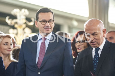  24.10.2019 WARSZAWA<br />UROCZYSTOSC WRECZENIA NOMINACJI POSLOM IX KADENCJI<br />N/Z PREMIER MATEUSZ MORAWIECKI WIESLAW KOZIELEWICZ<br /> 